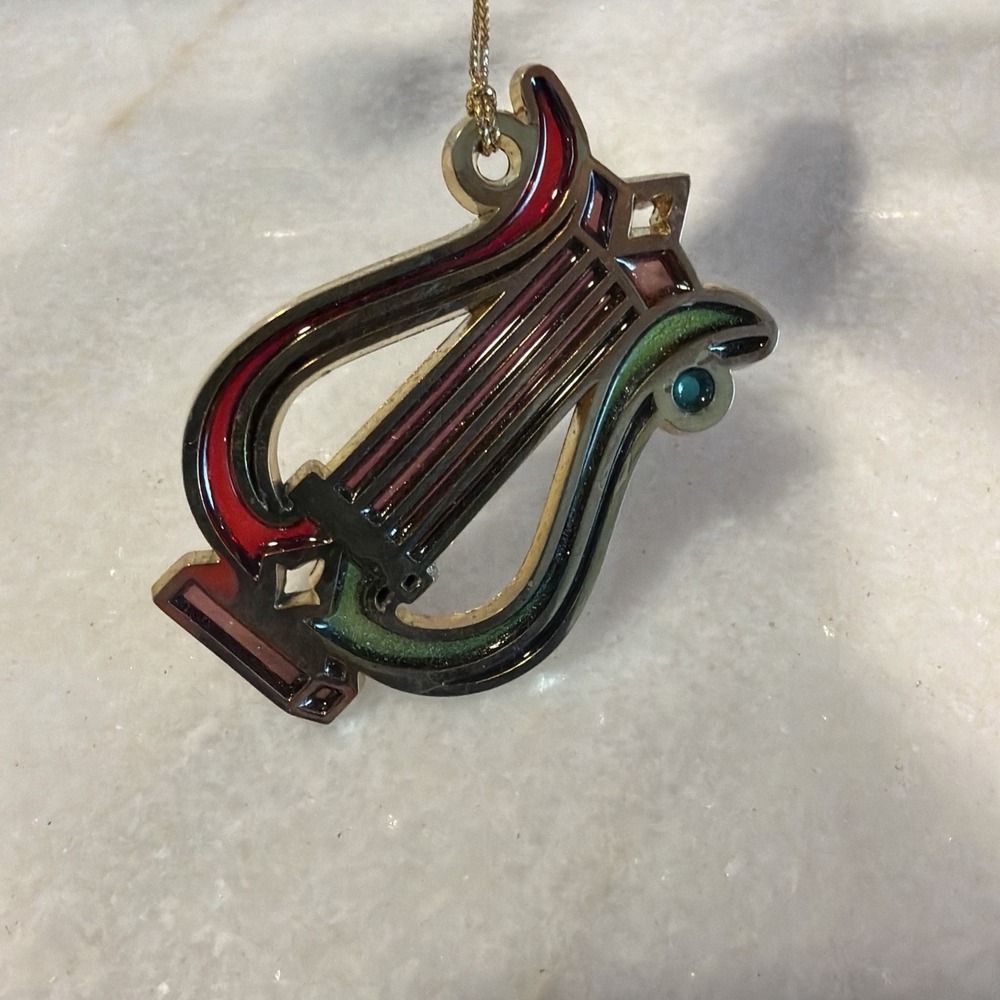 Vintage Avon Christmas Ornament Jewel Tone Lyre Snow Fantasy 1984